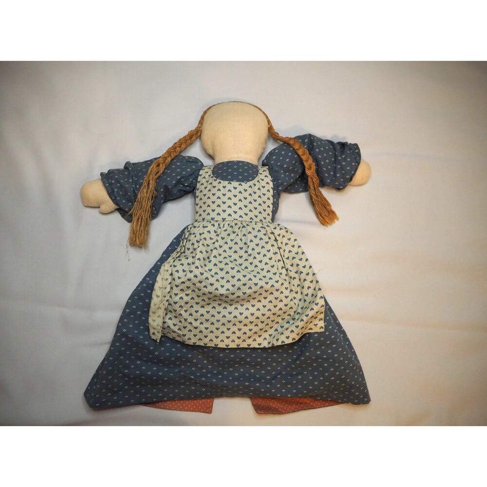 Handmade Reversible Rag Doll Double Sided Cloth Doll Blue Pink Hearts Toy